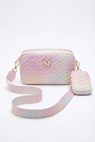 Roze elegante meisjes tas met vlinder