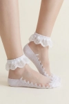 witte sokken meisje, feestsokken met ruche, kanten kousen, communiesokken, elegante kindersokken, bruidsmeisje sokken