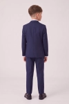 Marineblauw feestpak Sam voor jongens – colbert en broek met persplooi, achteraanzicht